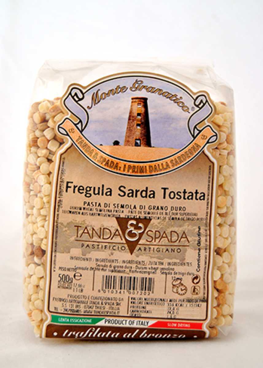 Säckchen mit getoasteten Fregola aus Sardinien